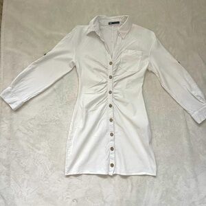 Zara Button-up Shirt Dress with Wooden Button Details